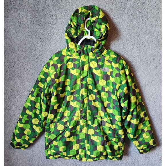The North Face Green Geometric Insulated Hooded Jacket Size Youth XL (18/20)